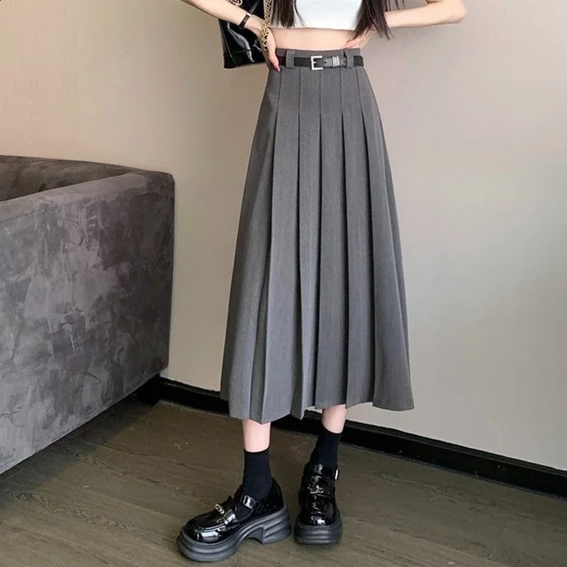 Summer Girls Korean Solid Color JK Skirts Women Comfortable MidLong Dress Female Concise ner Aline Pleated 260626 - view 6