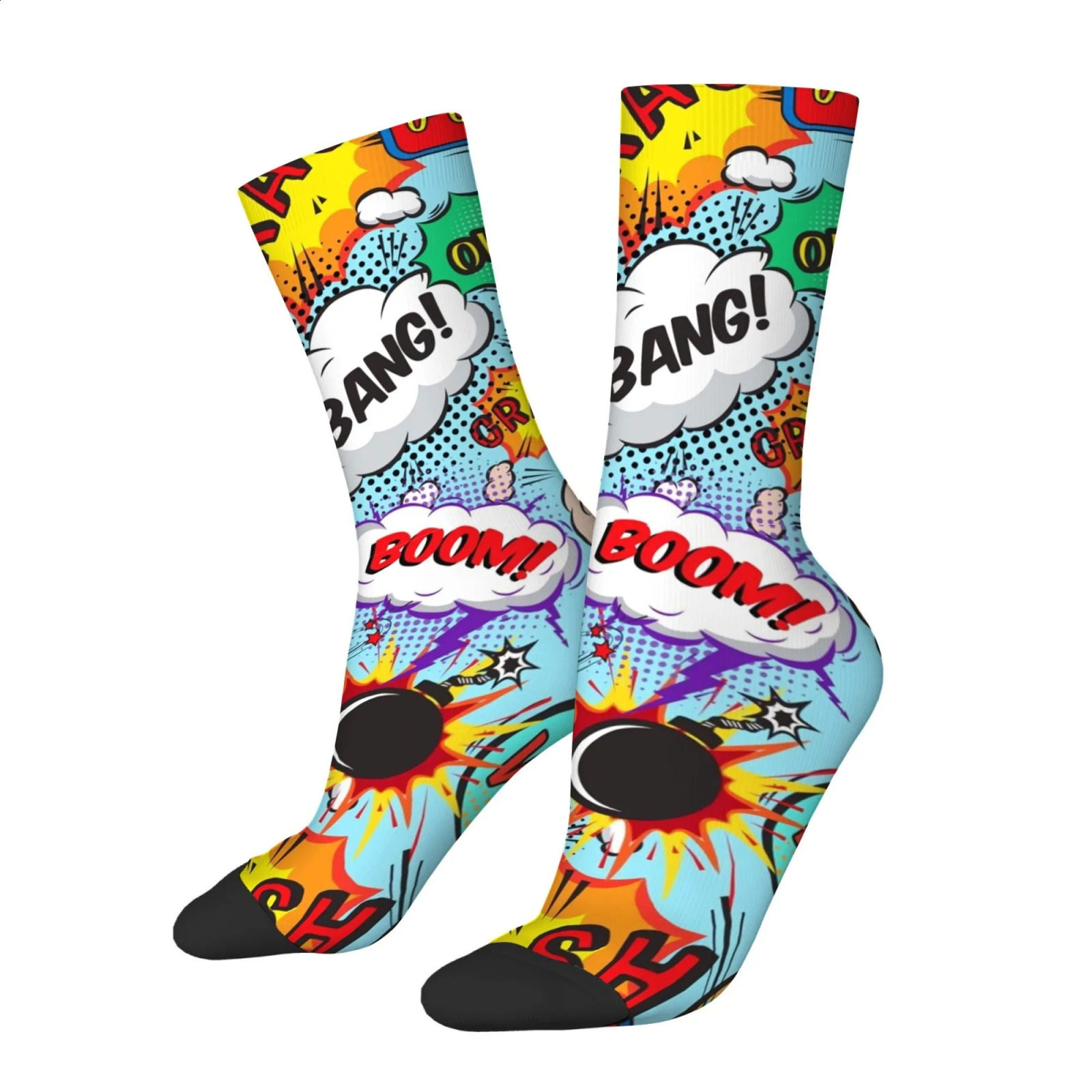 Pop Art Comic Style Socks Non Slip Stretchy Breathable Mens Casual for Travel Running Retro Trendy Party Hip Hop 260622 - view 5