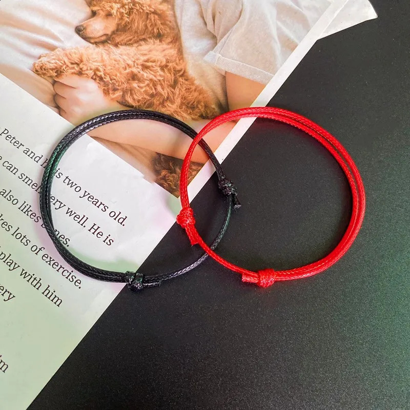 Red Black Cord Bracelet for Men String Adjustable Unisex Adult Waterproof Nylon Hand Good Lucky Charm Jewelry 260617