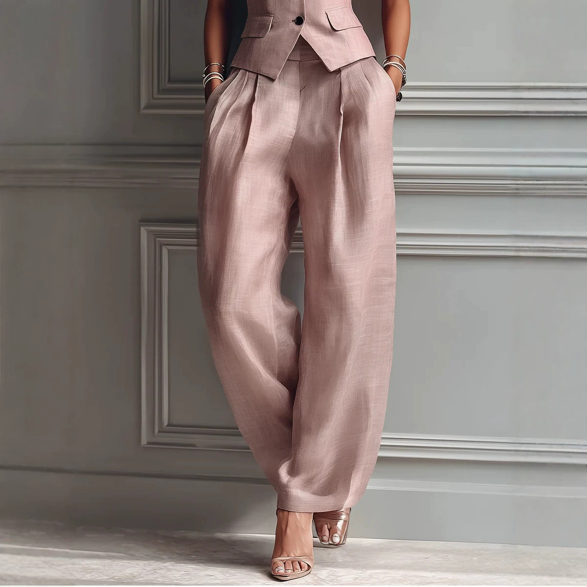 Cross-border Amazon 2026 Summer European American Style Fashion Versatile Lapel Single-Breasted Suit Vest and Casual Pants Two-Piece Set WONST - view 5
