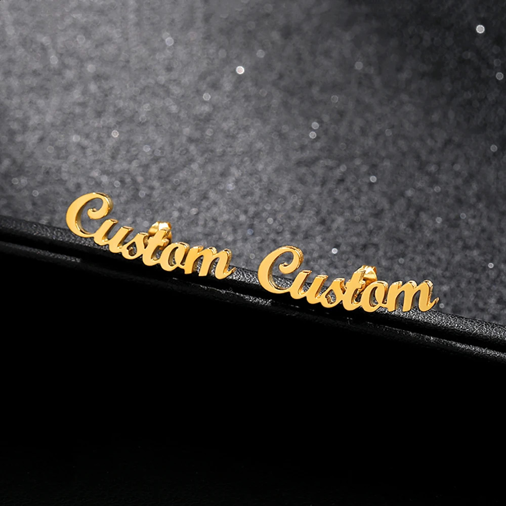Custom Punk Name Stud Earrings For Women Men Stainless Steel Customized Earring Female Personalized Ear Jewelry Birthday Gift 260626 - view 6