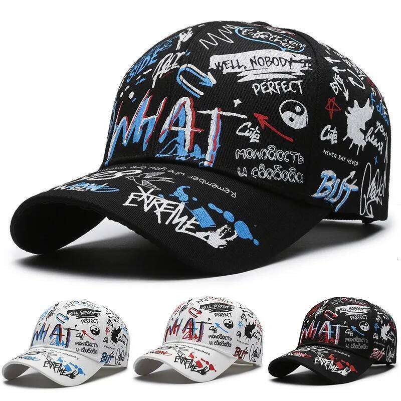 New Fashion Graffiti Cotton Baseball Unisex Printed Snapback Hip Hop Trendy Outside Cap Hat for Men Women W260626
