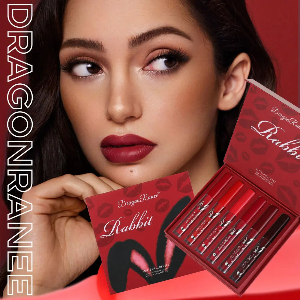 6-Piece Lip Gloss Set Velvet Matte Lip Gloss Waterproof and Sweat-Proof Lipstick Non-Stick Cup Matte Lipstick Holiday Gift Set 260626 - view 3