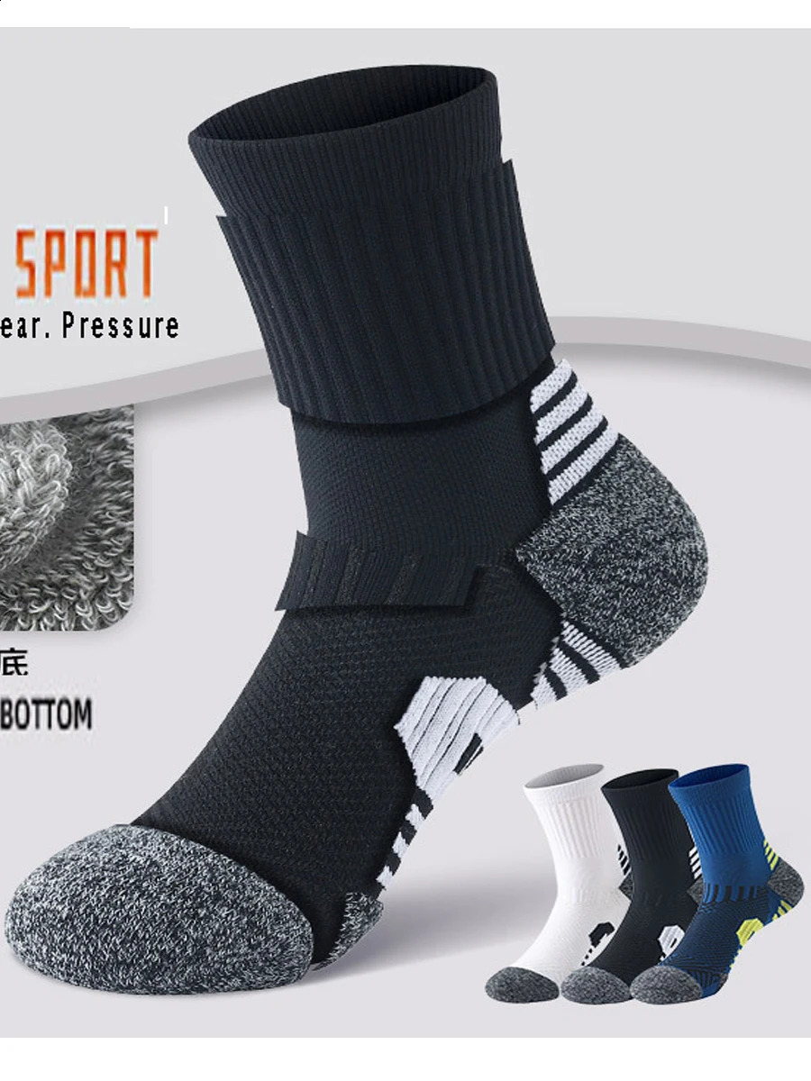 Men Sports Socks Shockabsorbing Cushion Terry Towel Cycling Running Hiking Tennis for Women 136 Pairs 260622 - view 3
