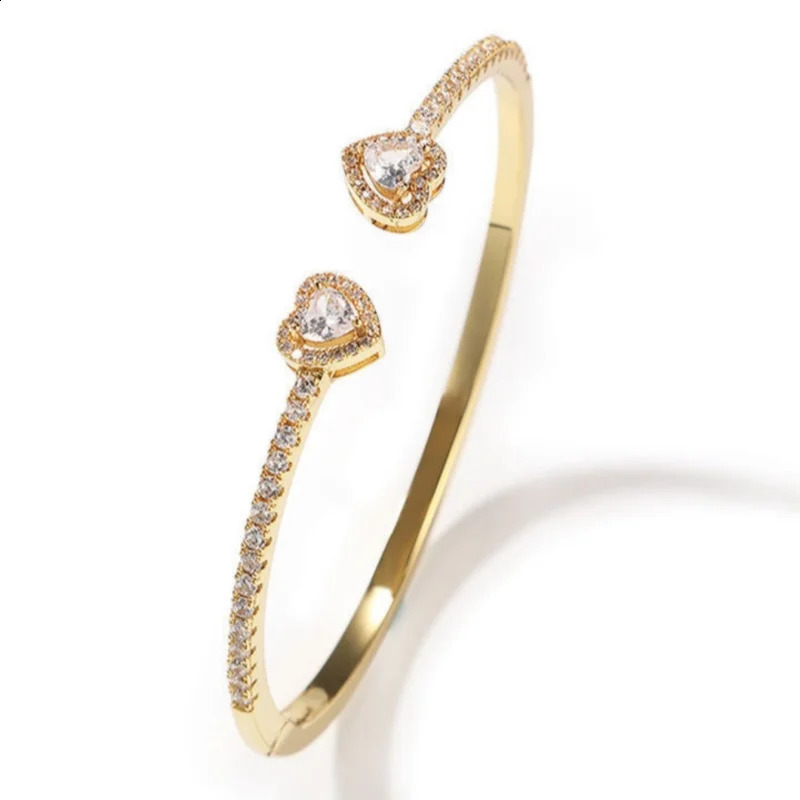 1/3Pcs Gold Plated Stainless Steel Heart Bracelet Set Fashion Zirconia Open Bangle Womens Bracelet Set for Daily Wear 260625 - view 7