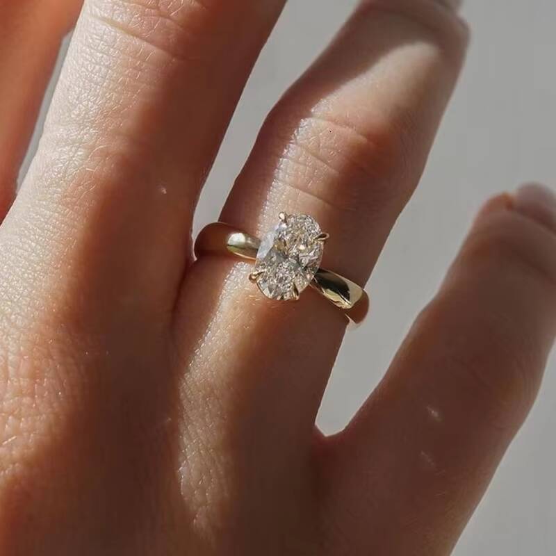 Custom 14k 18k Solid Gold Lab Grown Diamond Engagement Ring for Women Igi IGI Certified 2ct 3ct Vvs Lab Diamond Jewelry Oval Cut - view 4