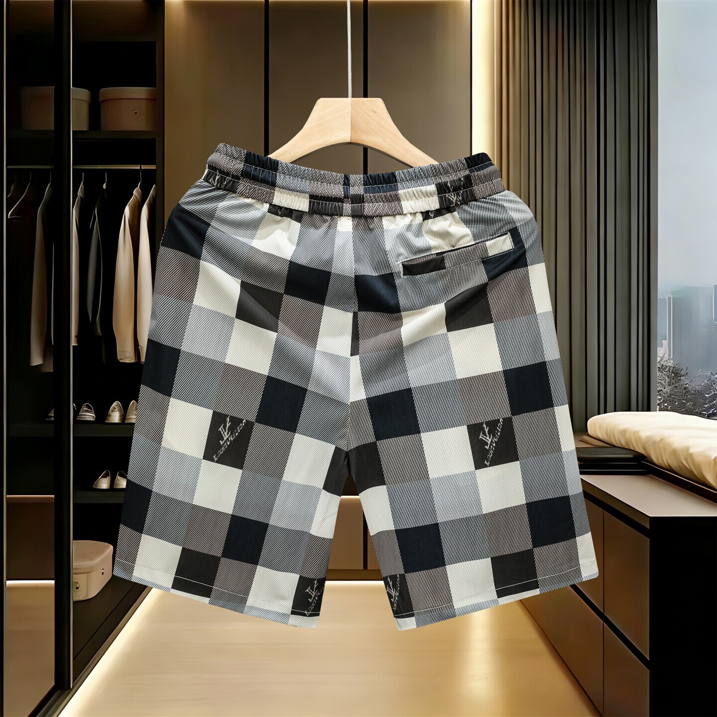 Summer New Men's Lightweight Casual High-Quality Plaid Print Knee-Length Beach Shorts - view 4