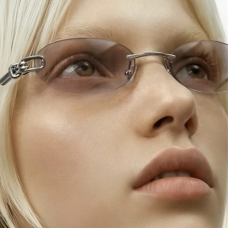 y2k Rimless Oval Sunglasses Women For Men Male 2026 Sun Glasses Vintage y Metal Punk Outdoor Knot Rope Small Eye Glasses 260626 - view 3