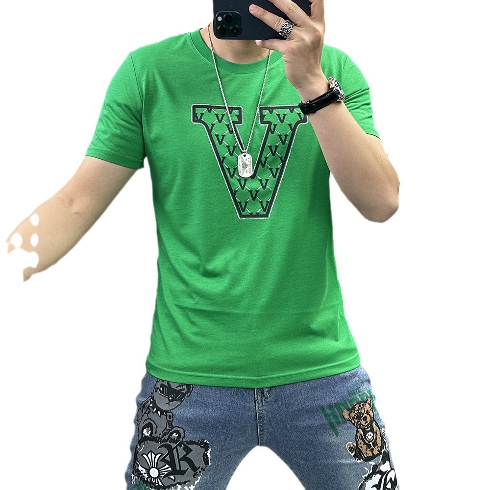 Mercerized Cotton Short-Sleeve T-Shirt For Men, Trendy Brand, New Summer Style, Round Neck, Slim Fit, Fashionable Men's Top - view 6