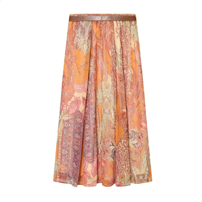 Womens Dress Summer 2026 Style Paisley Print ALine Loose Midi Skirt Vacation Fashionable 260626 - view 3