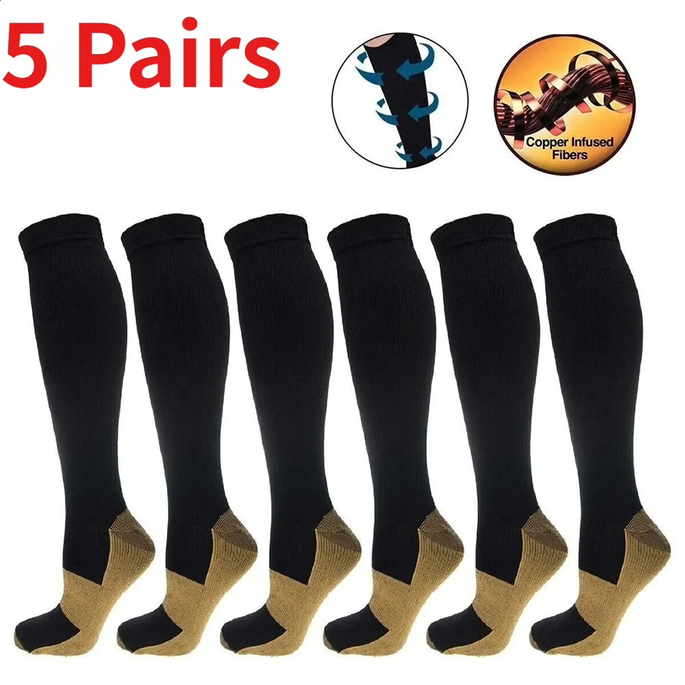 15 Pairs Copper Compression Socks High Unisex Graduated Pressure Stockings Anti Fatigue Pain Relief Sports Travel 260622