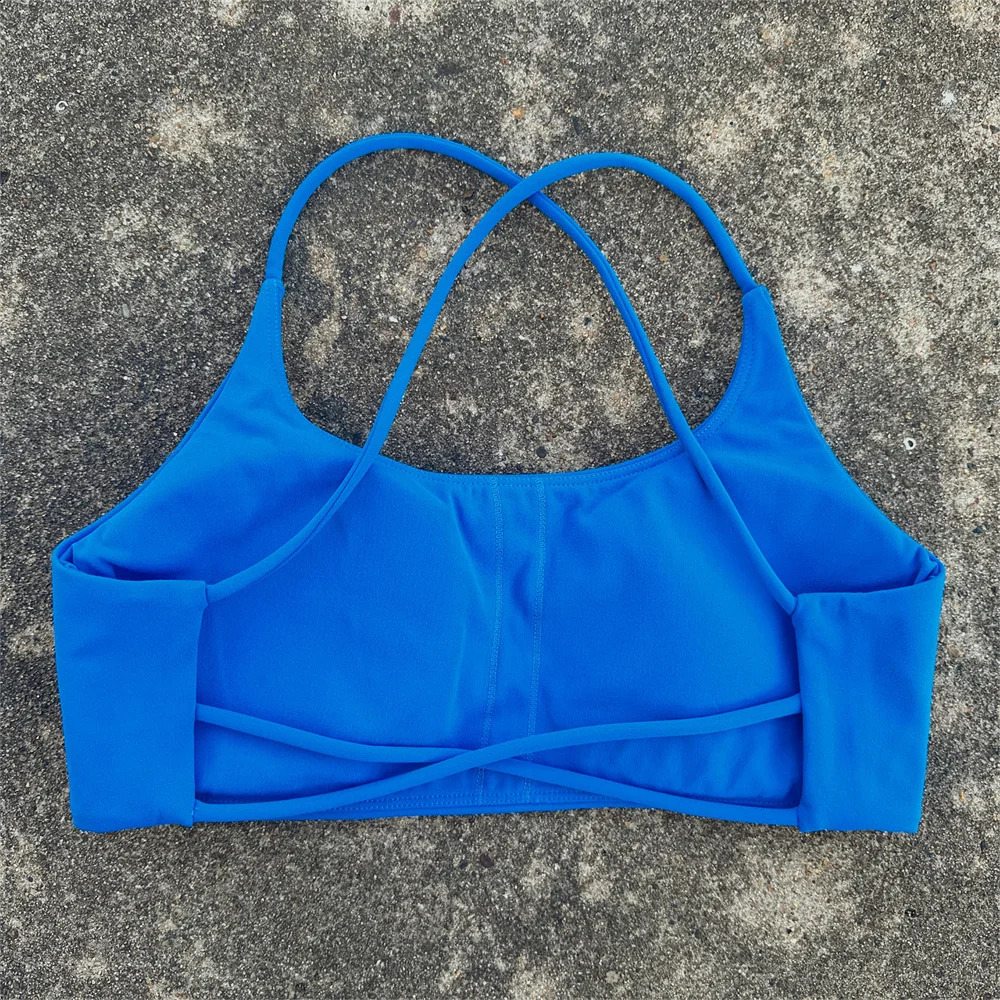Solid Color Underwear Cross-back Women Fitness Bra Yoga Vest Gym Sport Top Hollow back Push With Chest Pad Four shoulder straps 260626 - view 5