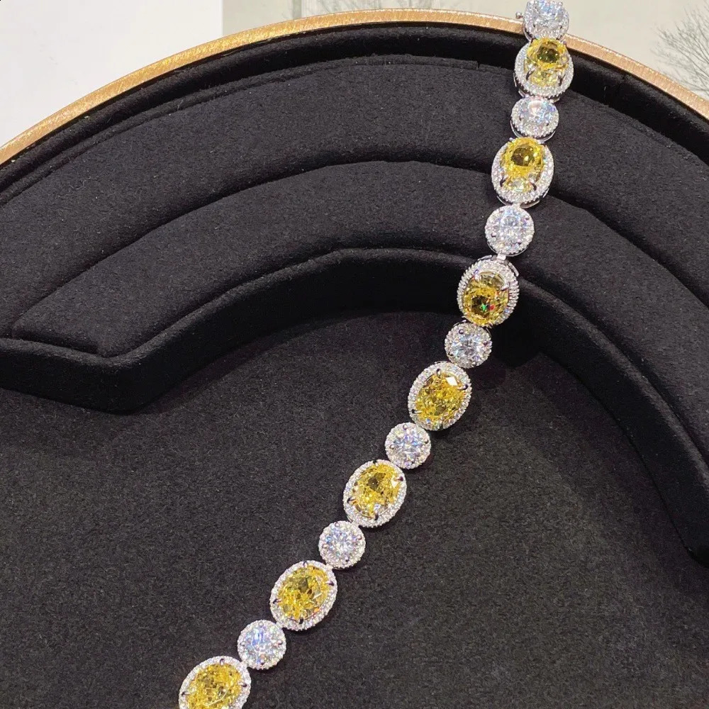 Handmade Lab Topaz Diamond Bracelet Bangle 925 Sterling Silver Engagement Wedding Bracelets for Women Bridal Fine Party Jewelry 260626 - view 3