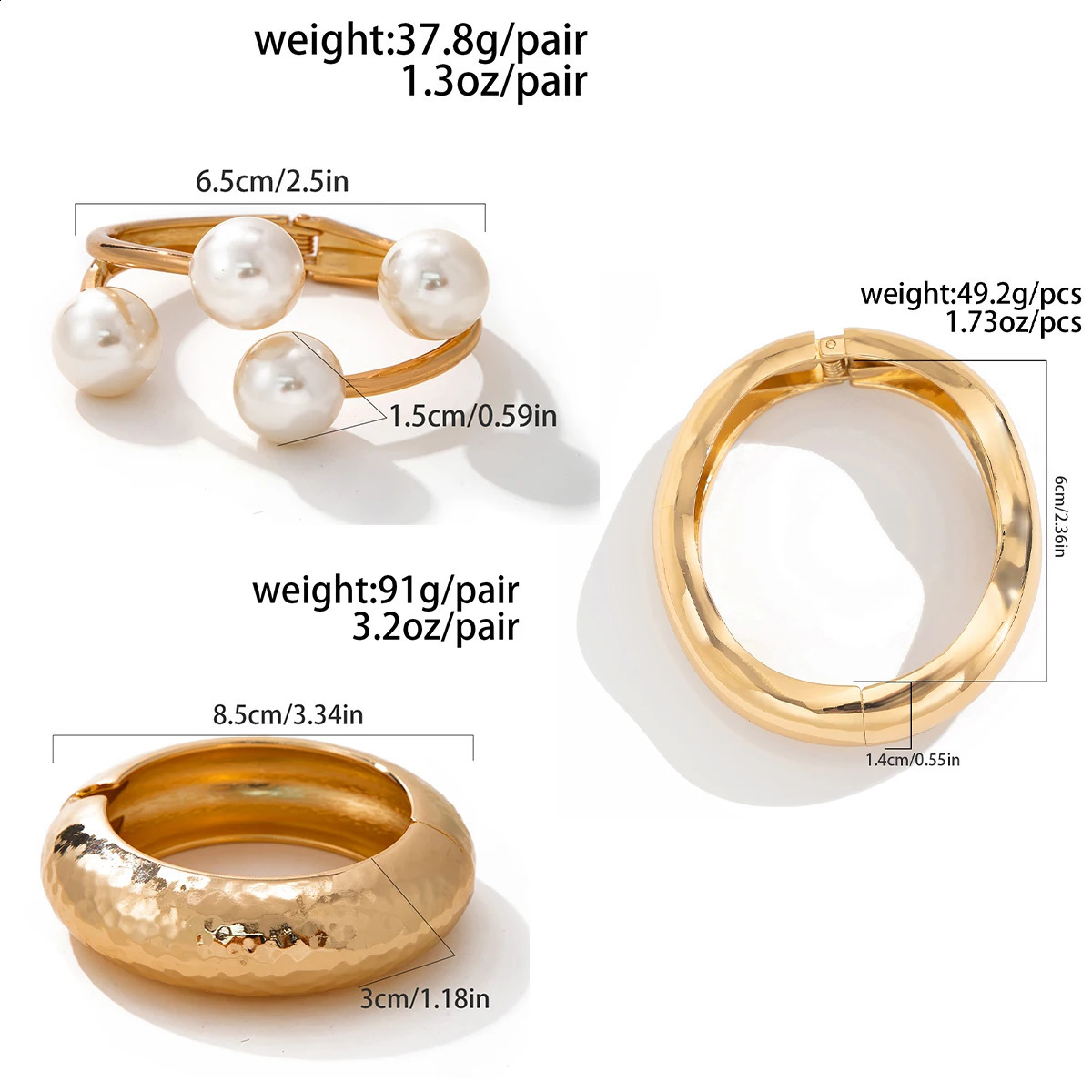3 Styles Creative Big Pearl Cuff Bracelet Trendy Punk Heavy Metal Chunky Spring Bangle for Women Men Steampunk Fashion260624 - view 5