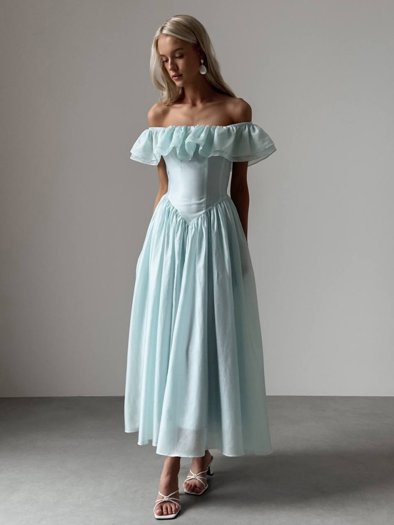 Women's 2026 Summer Maxi Dress Casual Sleeveless Ruffle Beach Long Dresses SF069