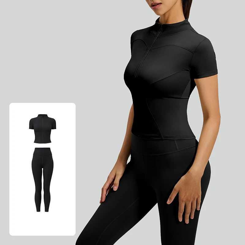 Yoga 2026 Womens 2 Piece Set Short SLEeve Yoga High Waist Yoga LEggings Naked Feeling Pilates FitnESS Activewear M260626 - view 3