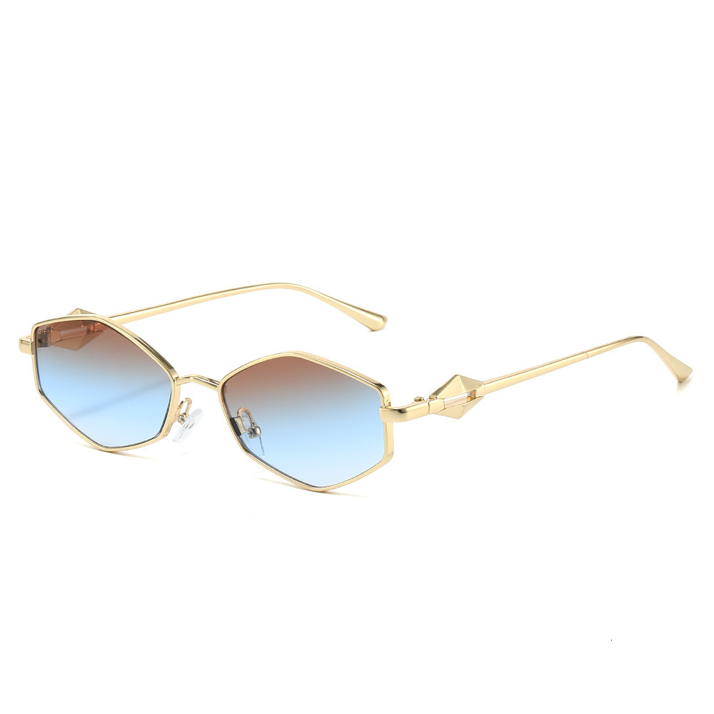 Polygonal Metal Sunglasses, Fashionable Shades, 2026 Trend, UV Protection, Unique European And American Style Glasses - view 1