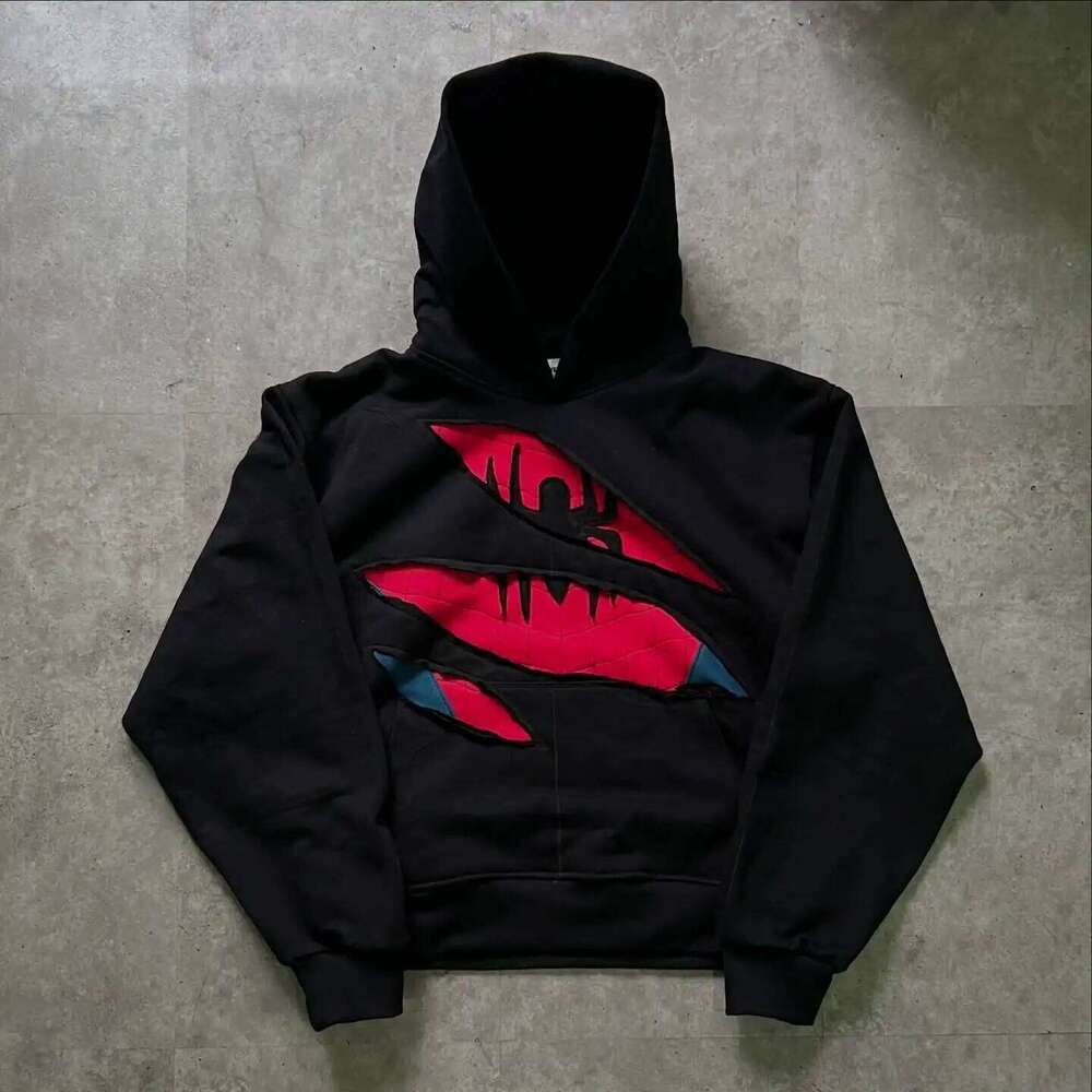Retro Spider Patchwork Print Hoodies Fashion Oversized Loose Full Zipper Hoodie Men Jacket Gothic American Street Y2k Sweatshirt W260626 - view 3