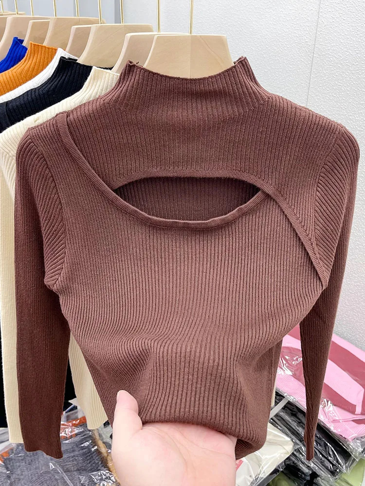 2026 Autumn Winter Sexy Hollow Out Women Sweaters Tops Slim Vintage Jumper Soft Warm Pull Female Casual Pullover Knitted Sweater 260626 - view 5
