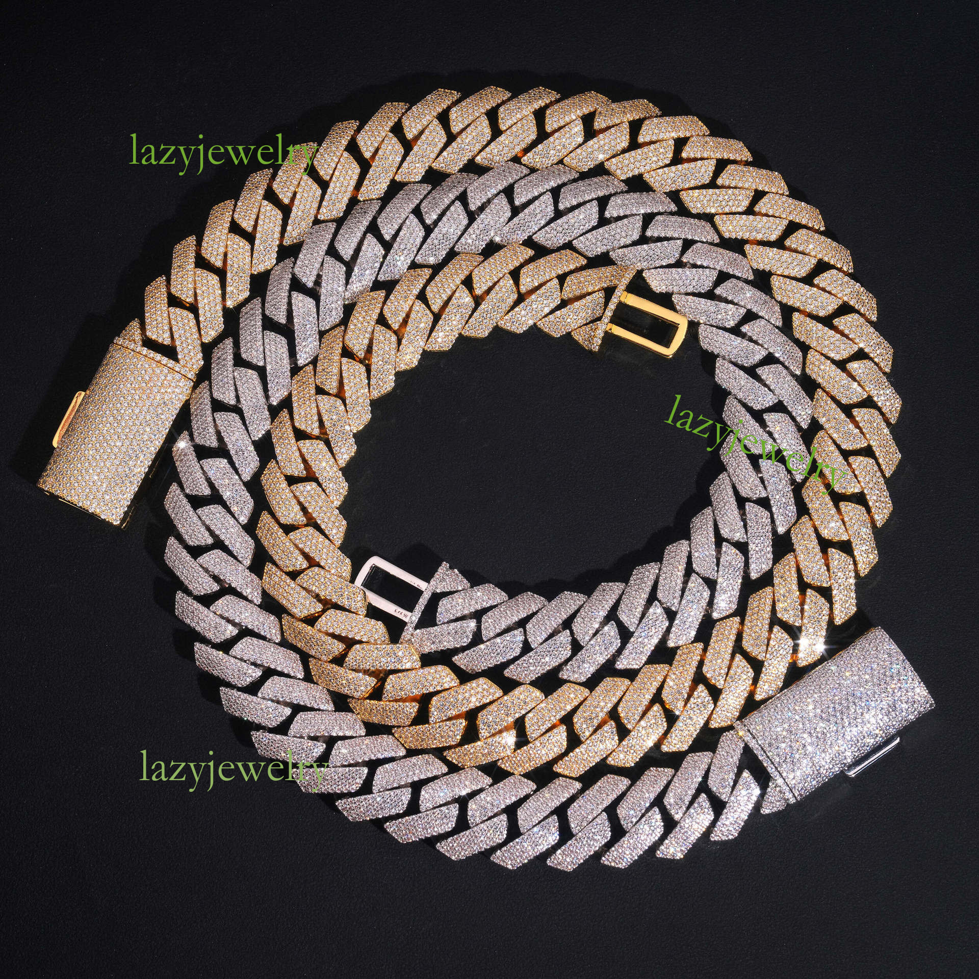Classic 4-row Cuban necklace VVS Mosan stone full diamond 16mm Melmi necklace bracelet is suitable for rock rappers to wear