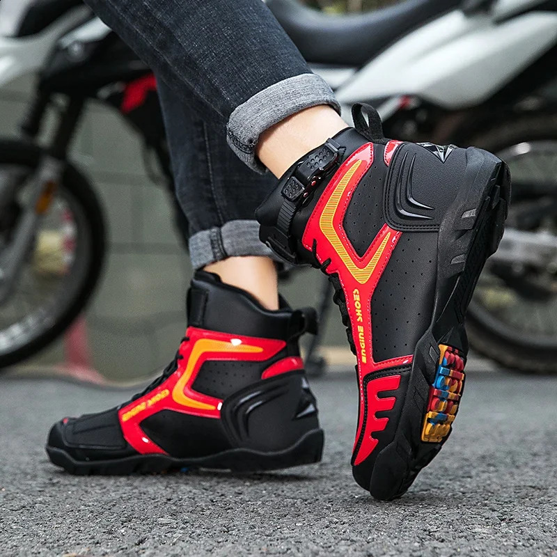 Men Leather Motos Breathable Anti Slip Wearresistant Riders Boots Motorbike Racing Ankle Length Shoes Motorcycle 260626 - view 4