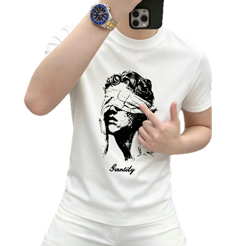 Summer New Style Young Men's Short-Sleeve T-Shirt, Fashionable, Casual, Versatile, Trendy Print, Slim-Fit, Lightweight Half-Sleeve Top - view 6