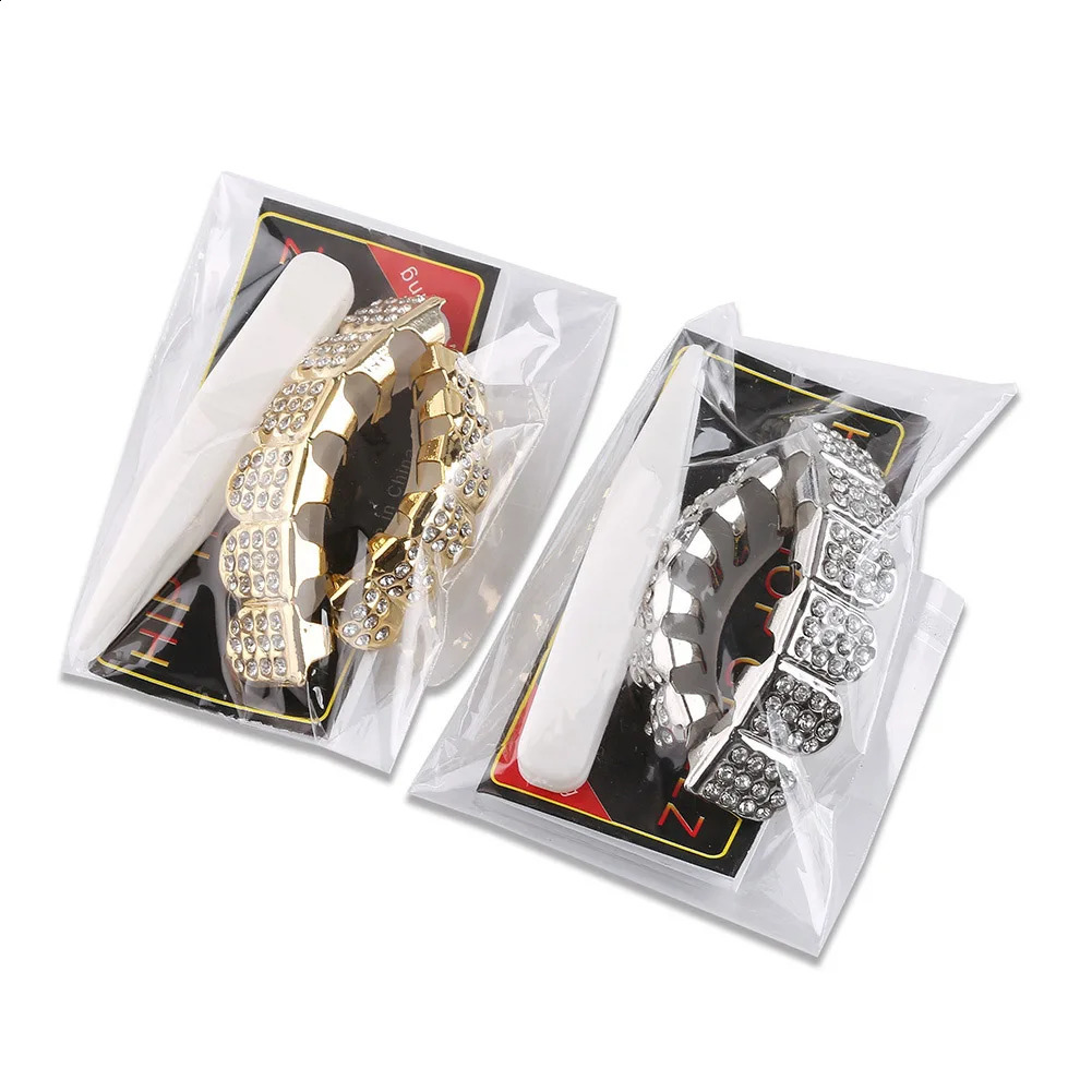 TOPGrillzs Iced Out Full CZ Stones Teeth Grillzs Fashion 5A Cubic Zircon 6 Top6 Bottom Tooth Caps For Men Women Dental Grills 260626 - view 6