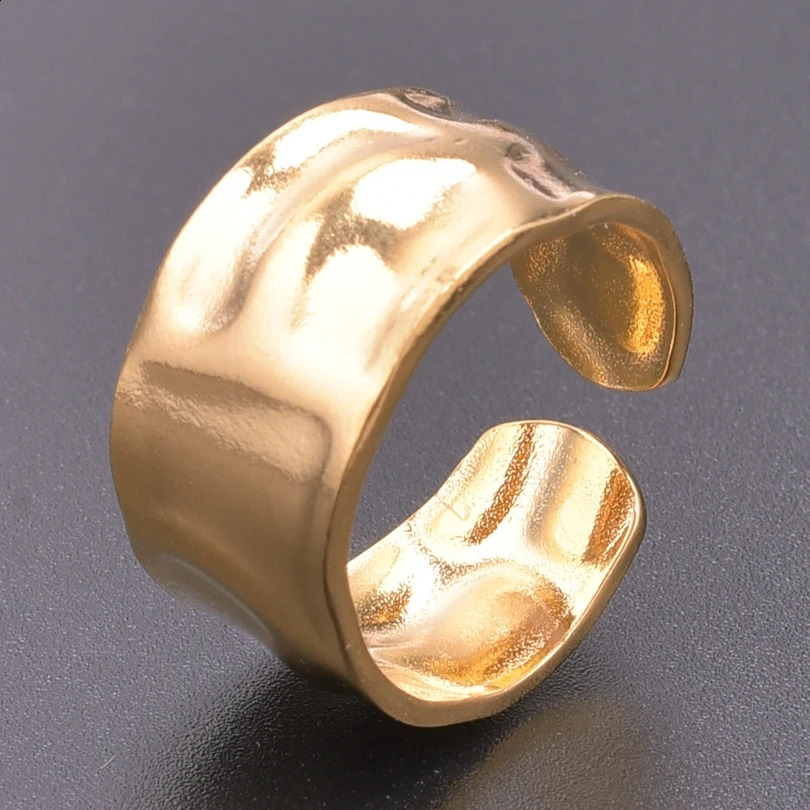 10pcs Hip Hop Irregular Wave Smooth Rings ConcaveConvex Surface Wide For Women Men Gold Color Open Punk Gothic Gift 260625 - view 5