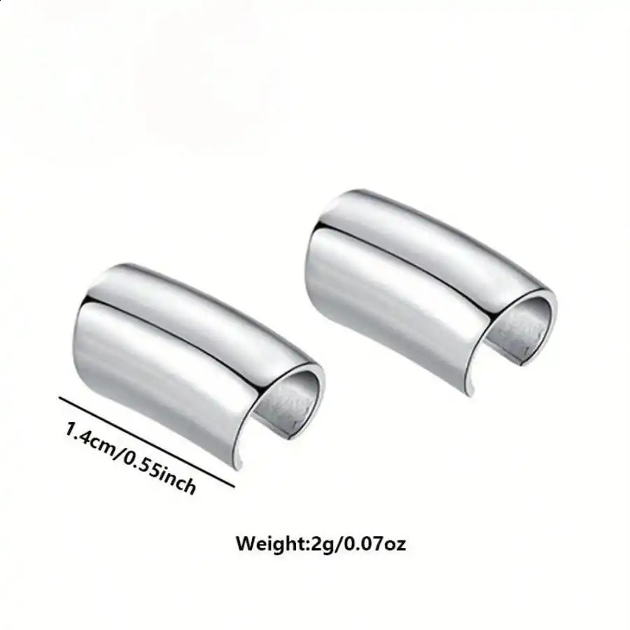 1pc Simple Long Tube Geometric Stainless Steel Ear Clip For Men Women Non Piercing Cuff Jewelry Fashion Daily Wear Style 260623 - view 6