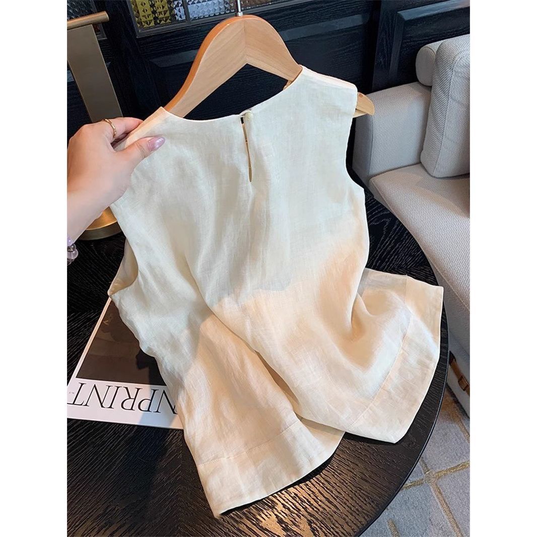 New Chinese-Style Sleeveless For Women With Floral Embroidery, Summer New Elegant Round-Neck Thin Shirt A5303 Sleeveless Top Sexy Suspenders - view 3
