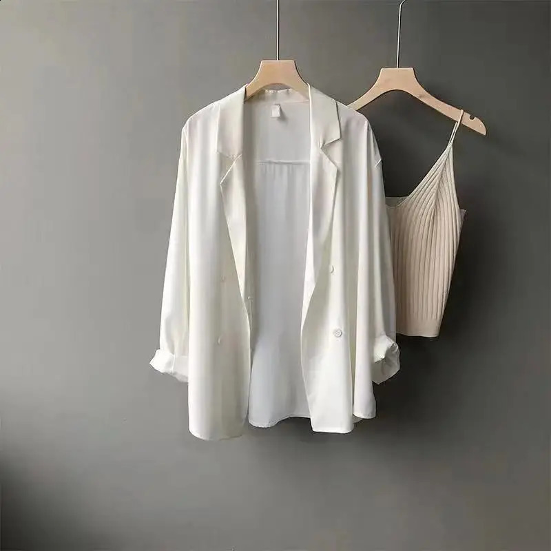 Womens Clothing Long Sleeve Solid Color Notched Loose Elegant Fashion Casual Korean Blazers Spring Summer Thin Temperament Tops 260626 - view 4
