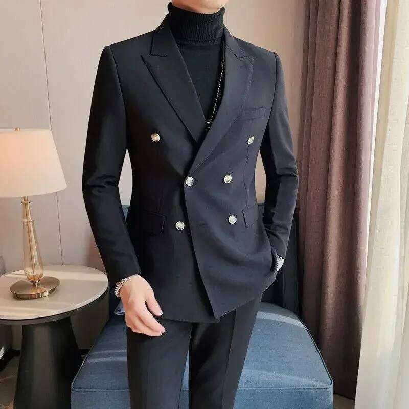 Dress Jackets Men's Suit Business Thin Double Breasted Coat Male Blazer Slim Fit Clothing Spring Clothes High Quality Summer 26L0626 - view 7