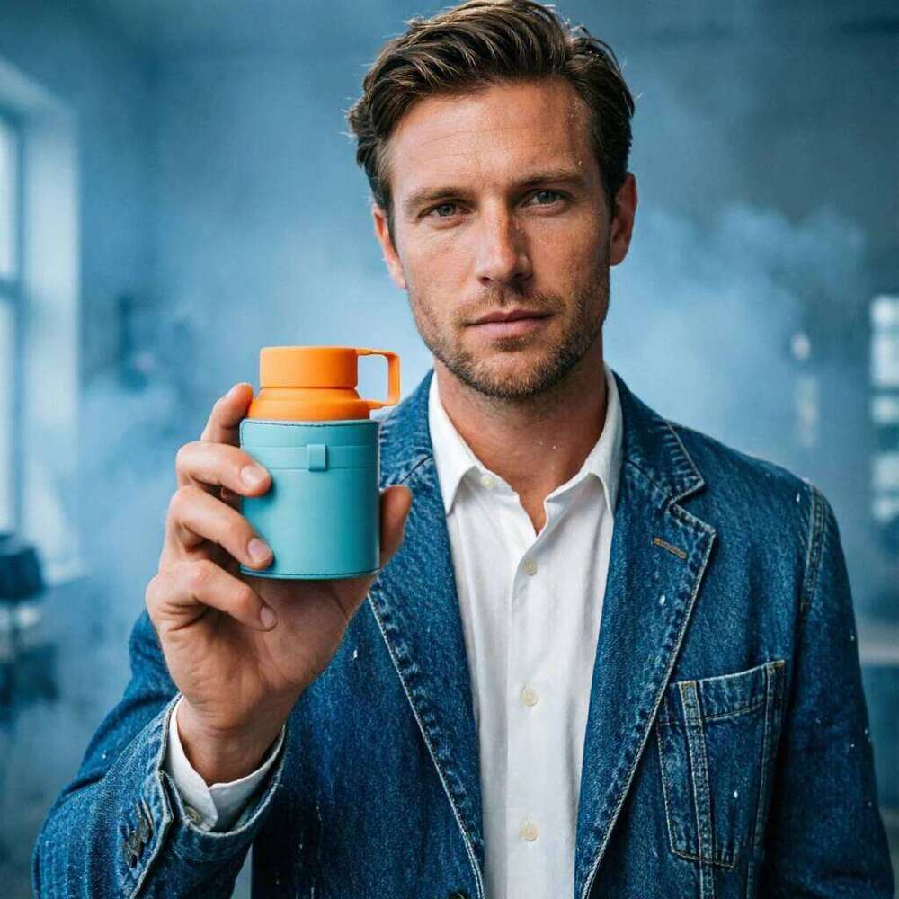 Men's Perfume 100ml Thermos Design - Citrus Aquatic Scent, Long Lasting EDP Spray, Blue & Orange Bottle, Unique Gift for Him 26L0626 - view 3