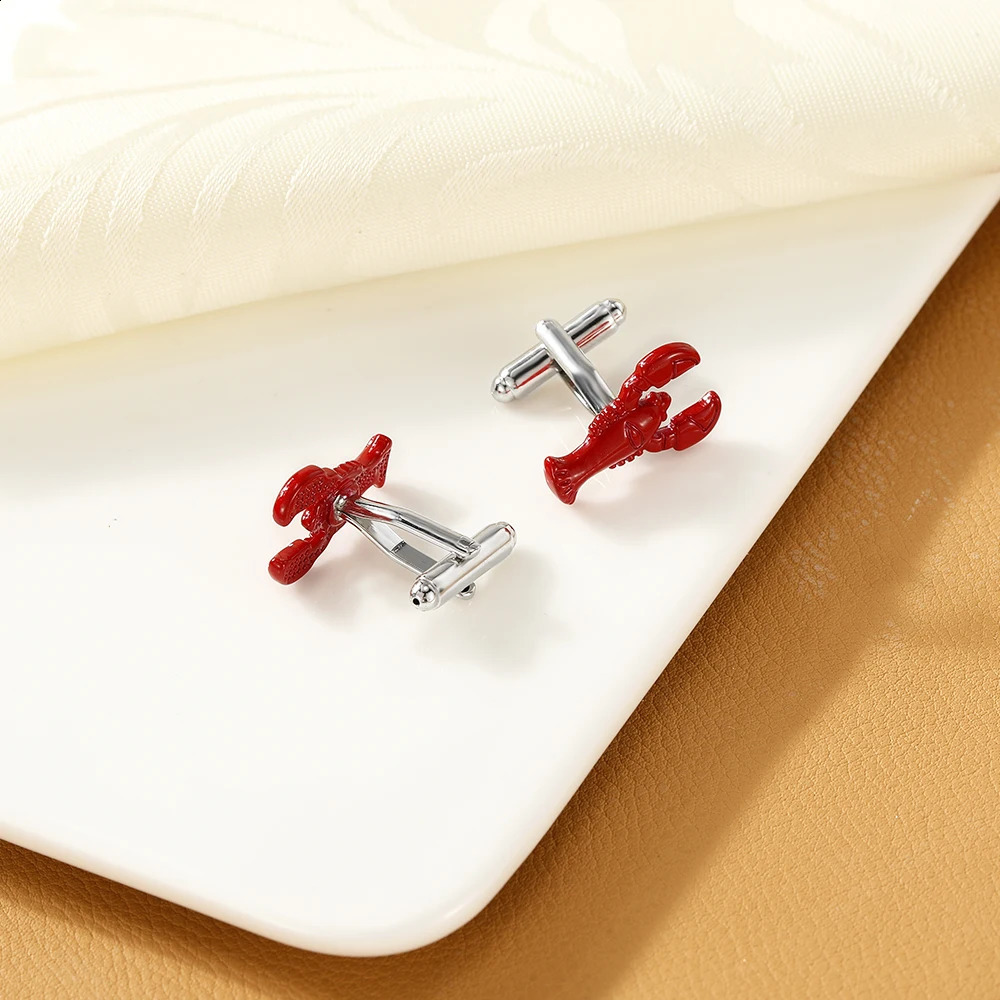 Statement Red Lobster Shaped Mens Cufflinks Personality Animal Shirt Suit Tuxedo Blouse Sleeve Button 260626 - view 5