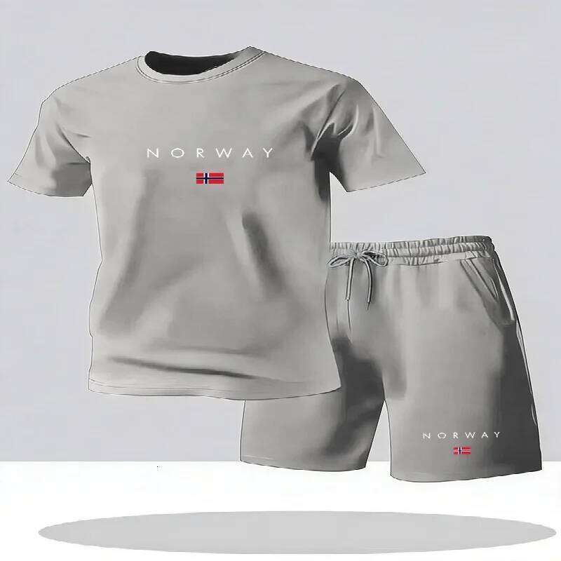 2026 new casual short sleeved 2-piece urban street fashion T-shirt shorts set men's printed sportswear 26Y0626 - view 6