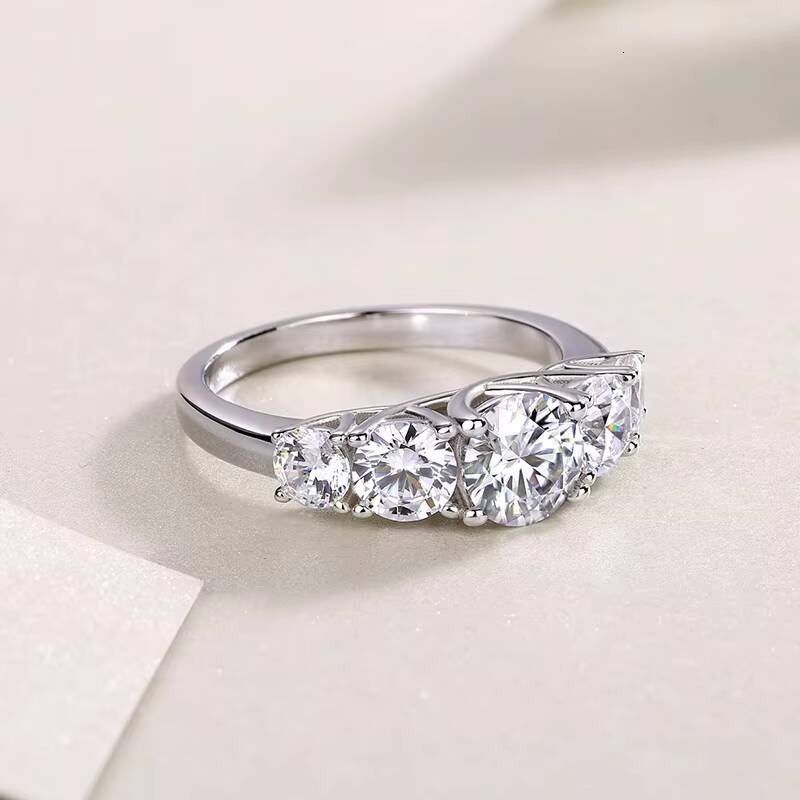 Classics Design Jewelry Engagement Silver Rings Round Brilliant Moissanite Ring Hypoallergenic Wedding Promise Ring - view 4