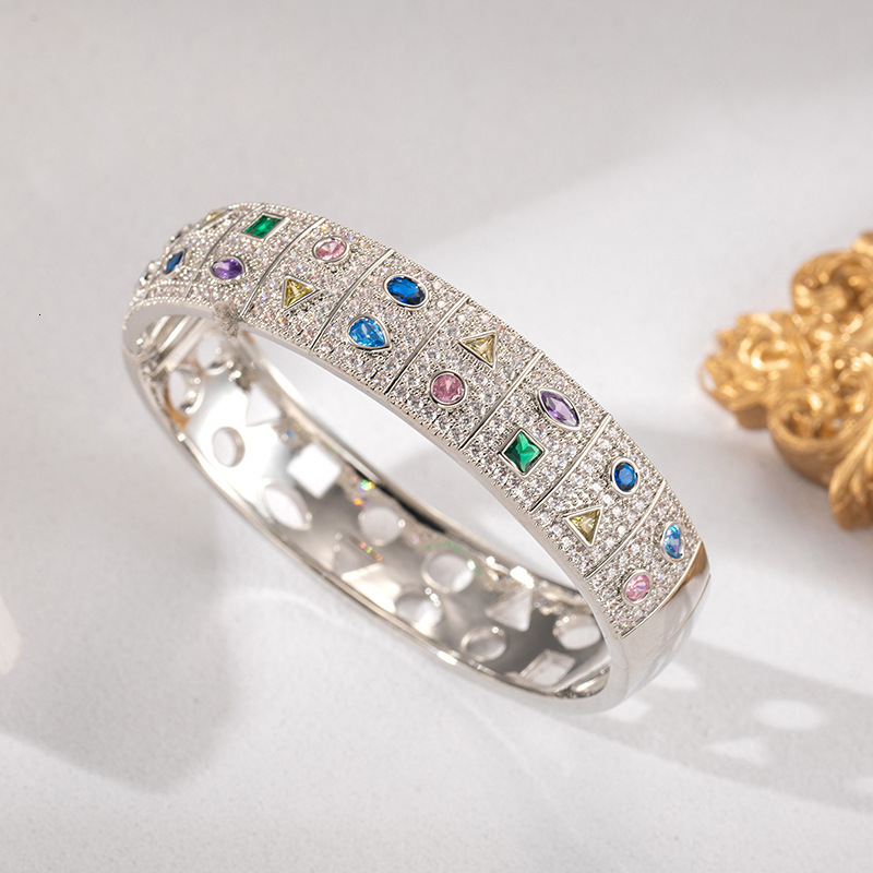Bracelets European And American Zircon Bracelets With Colorful Designs Zircon-Inlaid Light Luxury Bracelets Multicolored Bangles - view 3