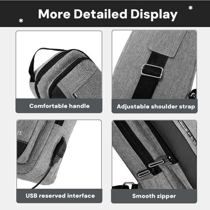 with Casual Bag Mens Chest USB Charging Port Suitable for Casual Shoulder Bags Outdoor Cycling Bags Daily Outdoor Bags Etc M260626 - view 5