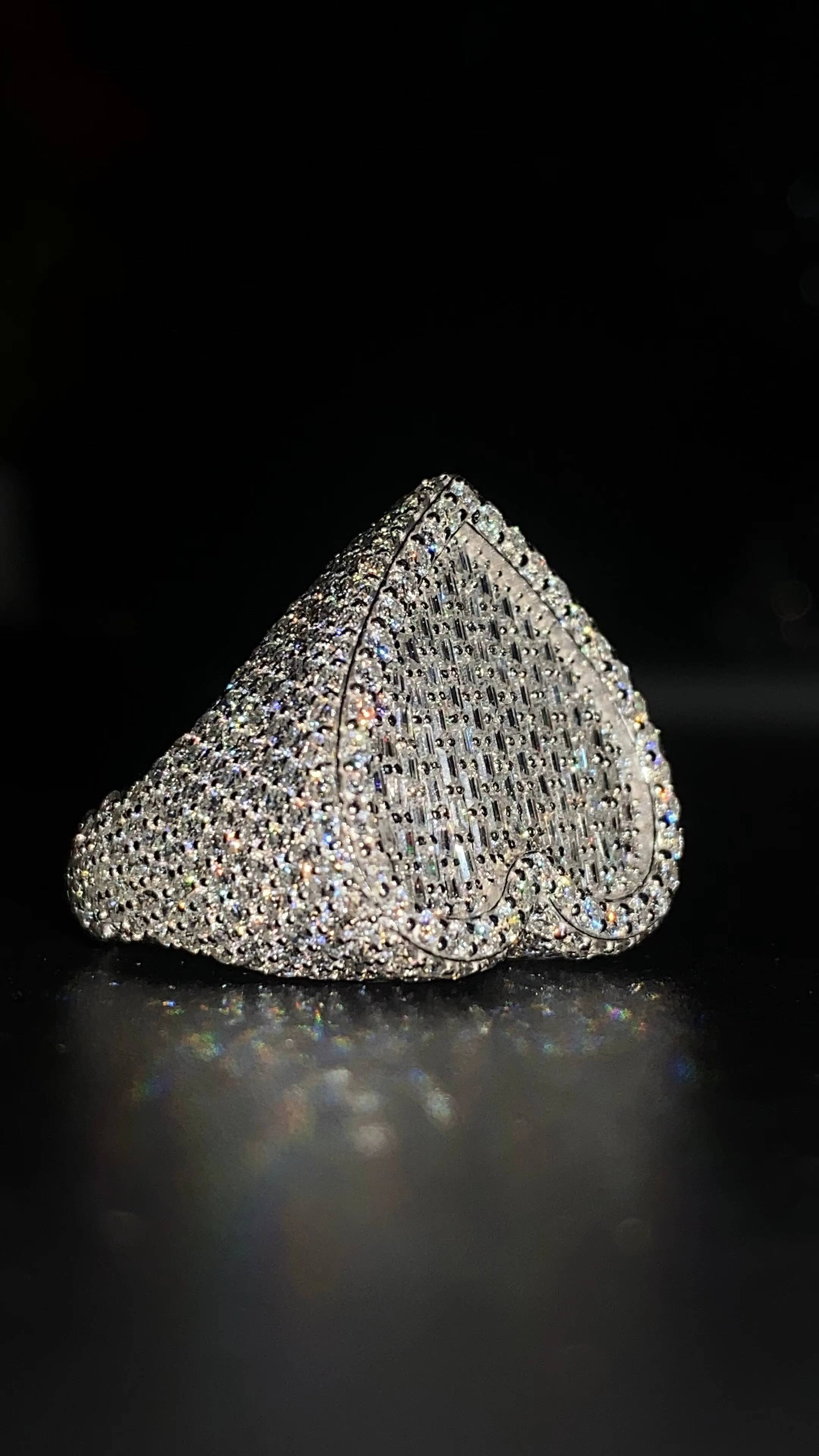 Luxury moissanite heart ring iced out full pave design sparkling stones statement jewelry elegant bold fashion ring - view 6