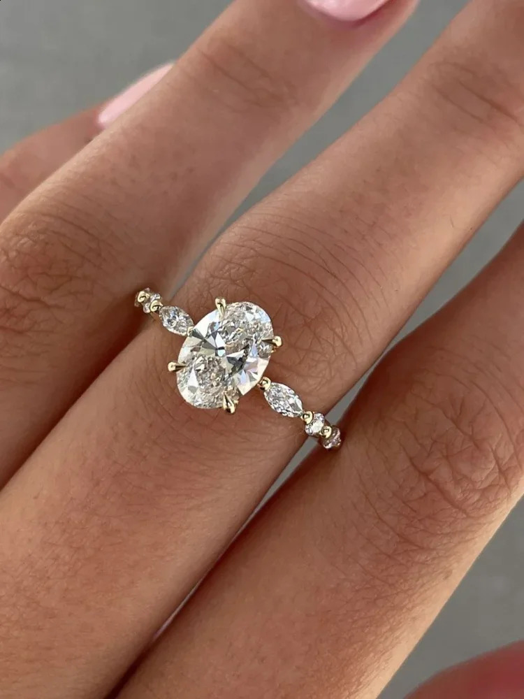 925 Sterling Silver Zircon Golden Oval Round Fashionable Ring For Women Engagement Wedding y High Quality Fine Jewelry 260625 - view 7