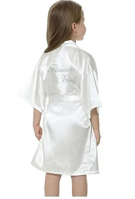Fashion Flower Girl Wedding Party Mini Bride Bridal Satin Solid Bath Robe Yukata Rayon Silk Sexy Sleepwear ren Dressi260622