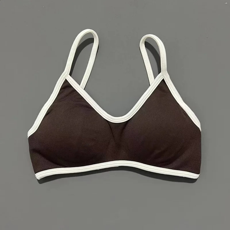Contrastline Bra Women Backless Knitted Sports Bra Solid Color Gym Fitness Top With Chest Cushion Sexy Suspender Yoga Sports Bra 260626 - view 5