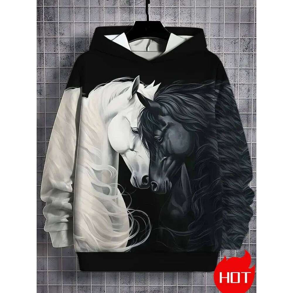 Horse Graphic 3D Hoodies Autumn Men Clothing 3d Print Sweatshirts Novelty Animal Unisex Hooded Pullover Sweatshirt Y2k W260626 - view 6