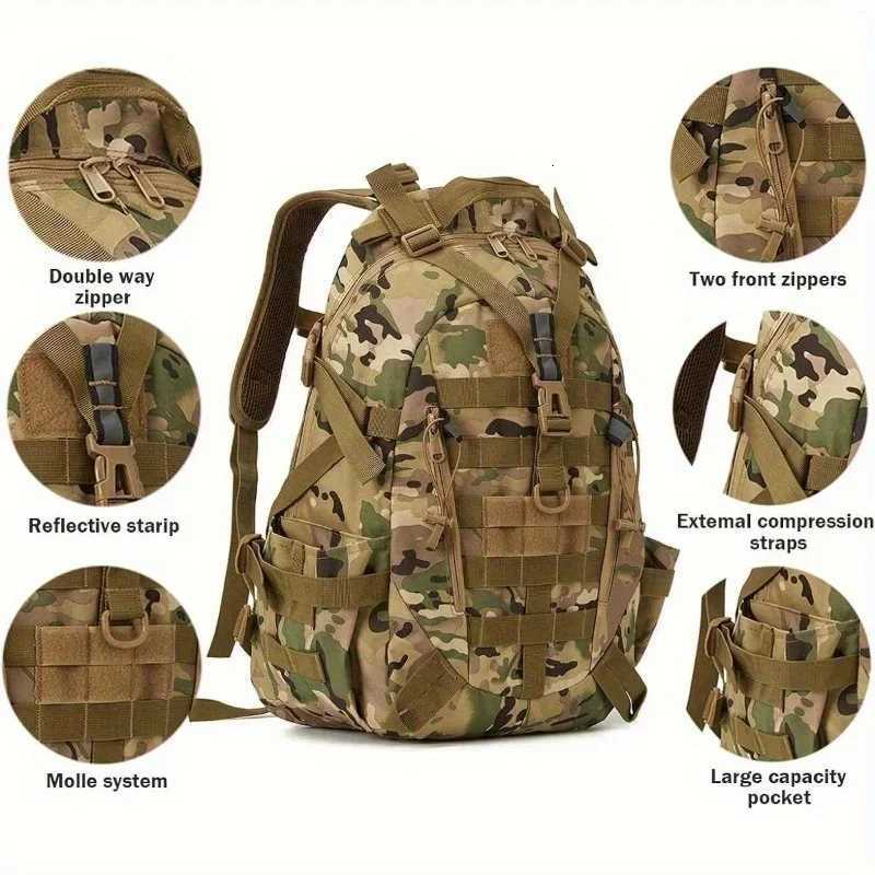 Tactical Backpack for Men 40L Camping Hiking Backpacks Reflective Outdoor Travel Bags Survival Molle Climbing Rucksack Bag M260626 - view 4
