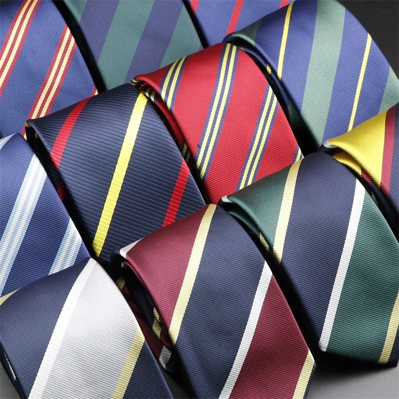 Mens Tie Classic Stripe 7cm Jacquard Red Blue Green Necktie Daily Wear Cravat Wedding Party Dress Accessories Gift For Man 260617
