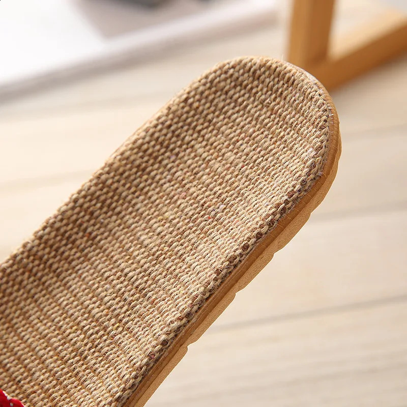 Summer Couples Linen Slippers - Striped Fashion Non-Slip Comfort Indoor EVA Floor Breathable Sandals 260624 - view 7