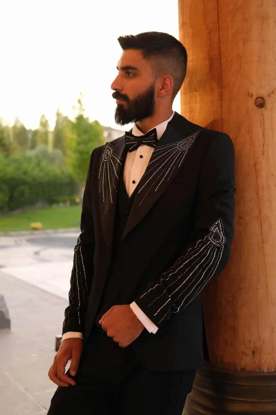 Sparkling Mens Suits 2 Pieces Blazer Pants Peaked Lapel Beading Special Occasion Wedding Party Prom Customized trajes de hombre - view 4