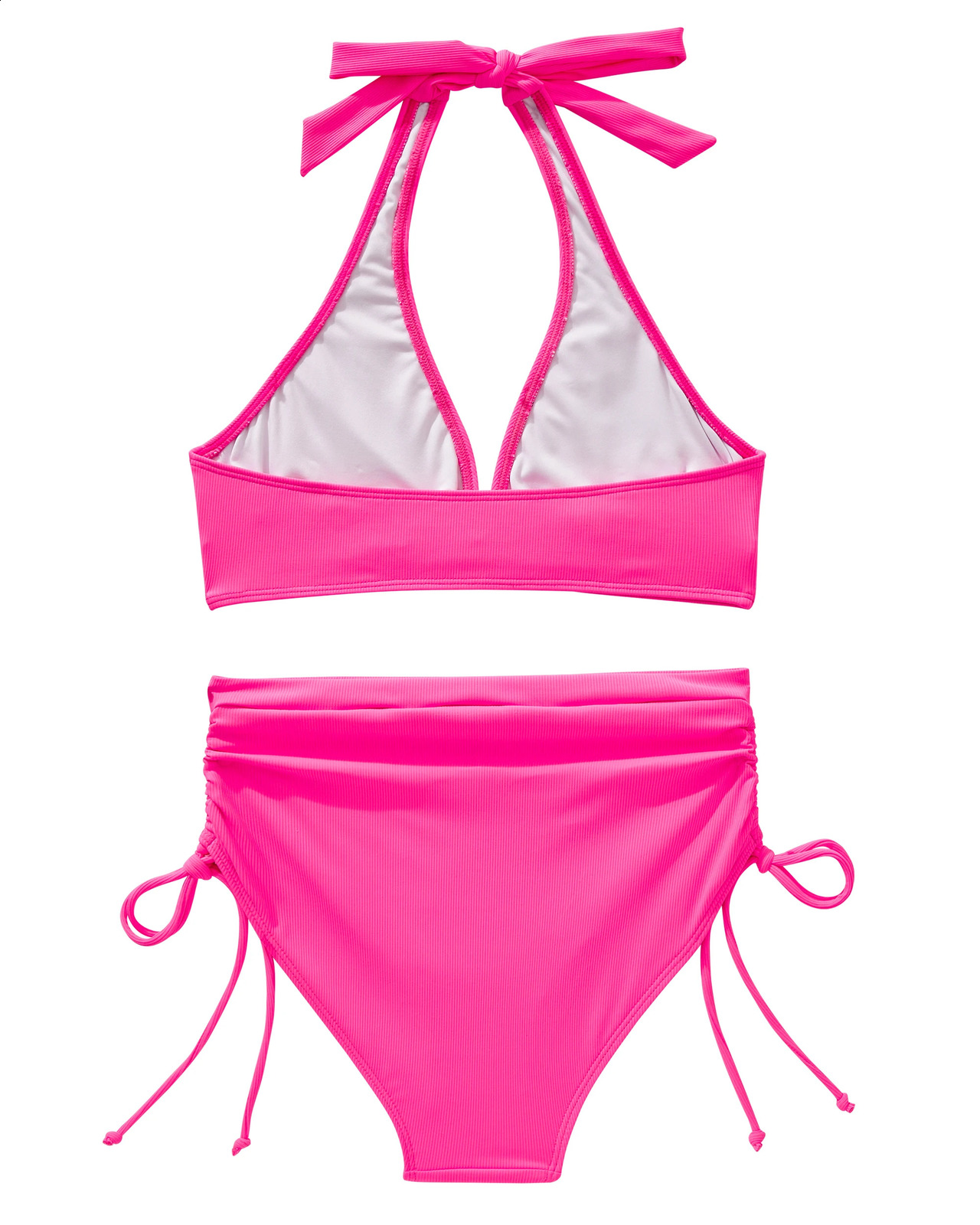 VNeck Split Bikini Set for Women Sexy Swimsuit Lace Up Solid Beachwear Swimwear Push Bathing Suits Female 260625 - view 7