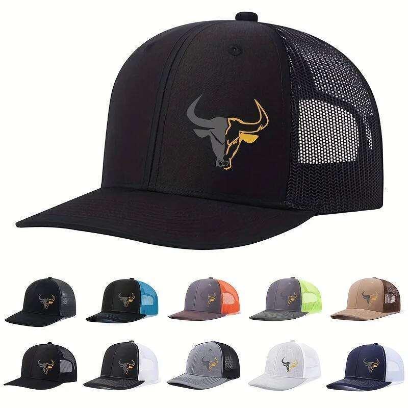Bull Head Print Breathable Mesh Hats Summer Richardson Truck Driver Hat Men Women Outdoor Baseball Cap Fishing Peaked Caps W260626 - view 1