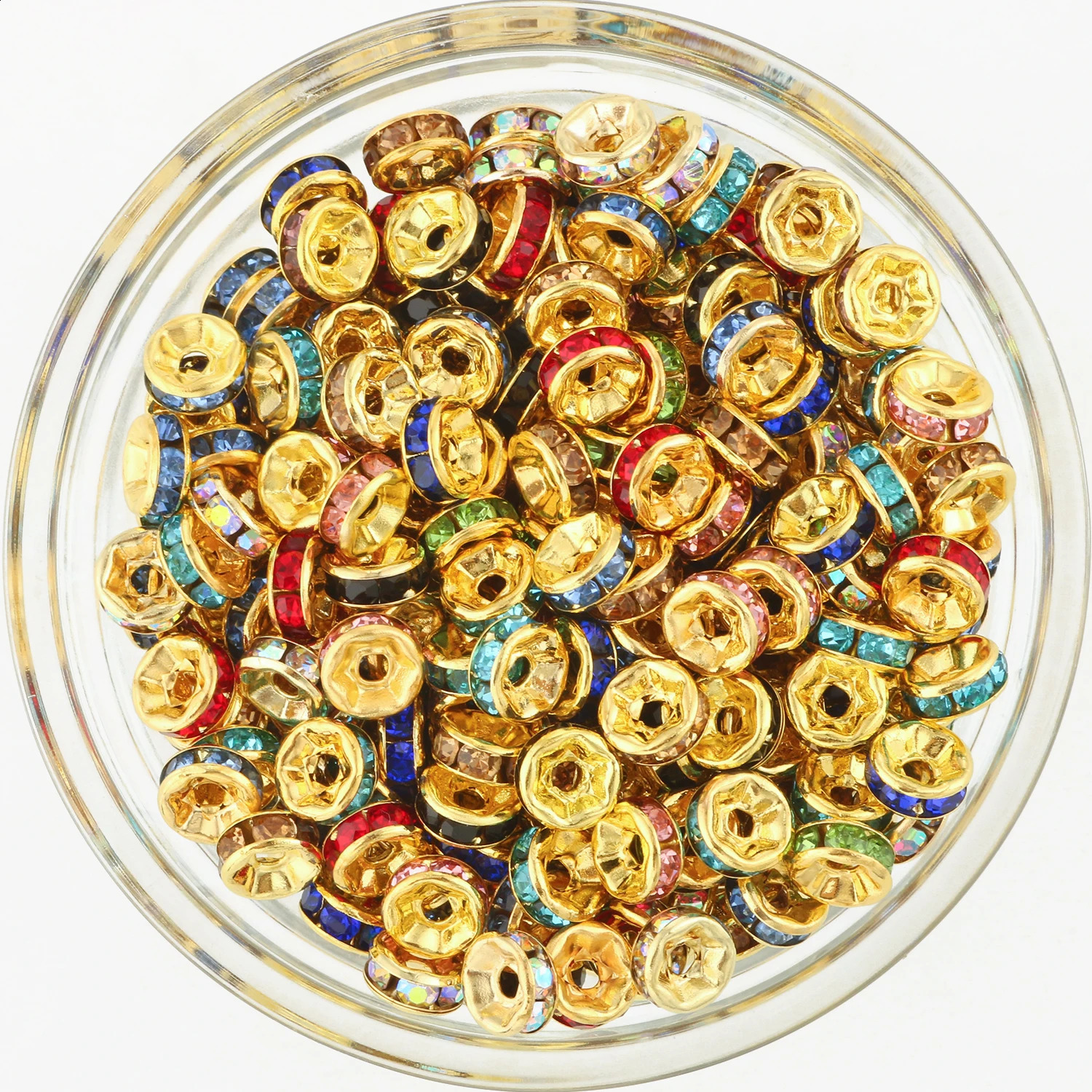 4 6 8mm Gold color Rhinestone Rondelles Crystal Spacer Beads for DIY Jewelry Making Accessories Handmade Bracelet Necklace 260623 - view 5